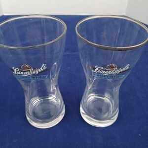 Set of Two (2) Leinenkugel's Sunset Wheat Style Gold Rimmed Beer Glass
